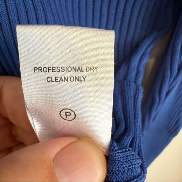 Staud The Cargo Blue and Turquoise Colour Block Ribbed Cardigan Sweater - Picture 7 of 7